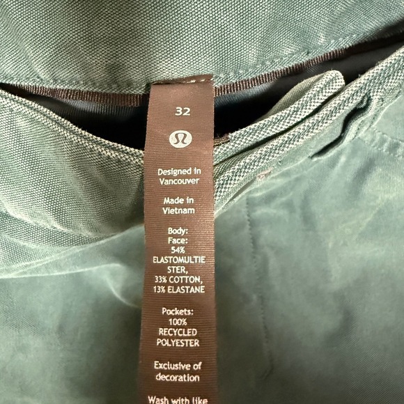 Lululemon Mens Pants Size 32 Green 5 Pocket Stretch Casual - Picture 4 of 9